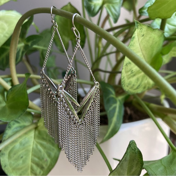 Boho Silver Chain French Hook Earrings - Picture 2 of 3